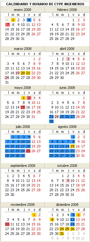 Calendario CYPE Ingenieros